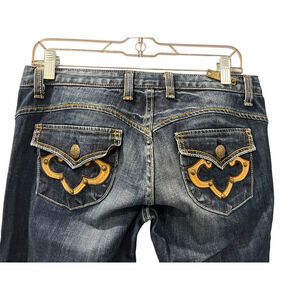 ReRock Express Embellished Embroidered Dark Wash Denim Jeans Size 28 07RJ72 Blue